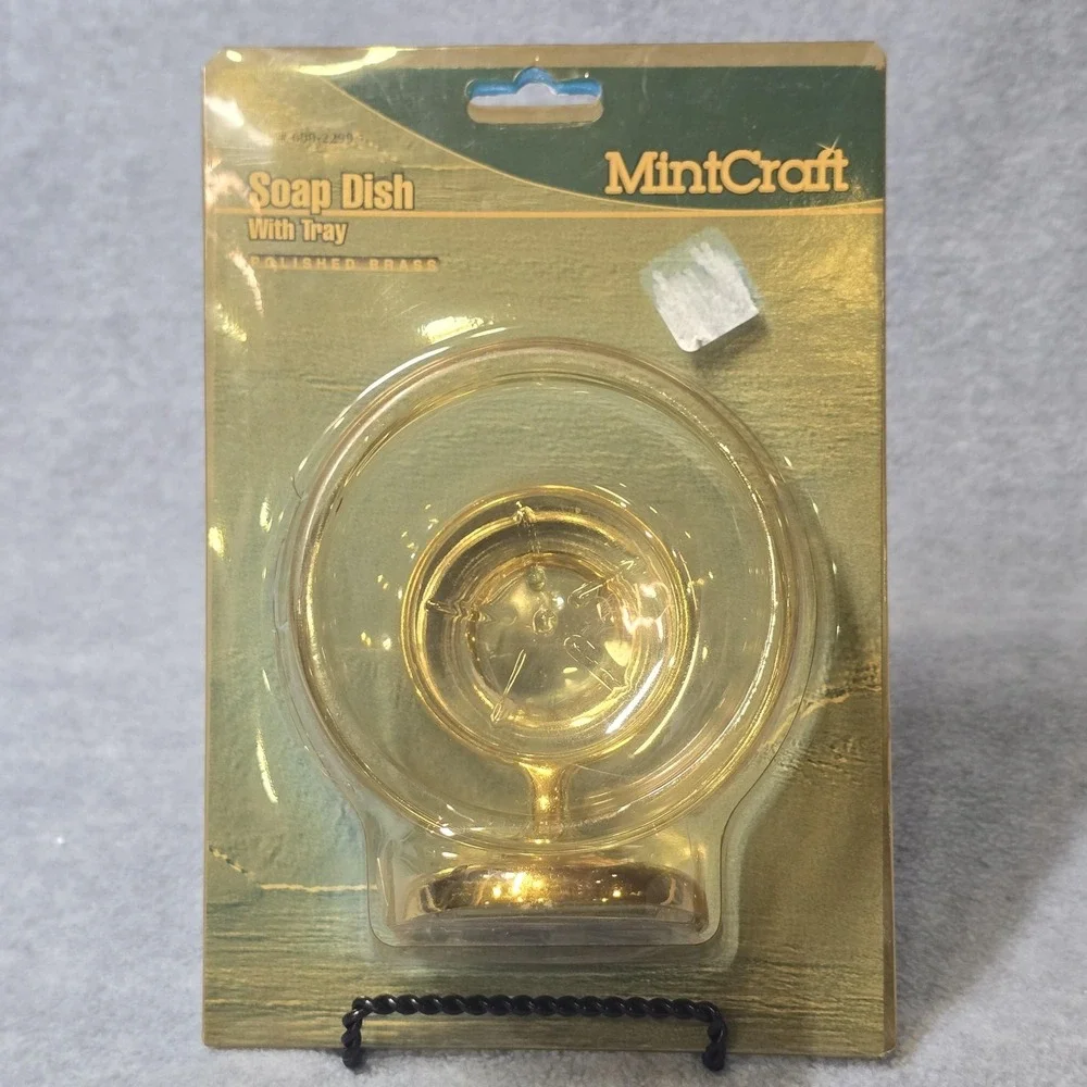Vintage MintCraft Soap Dish 600-2299 Glass Tray Polish Brass Bathroom Hardware